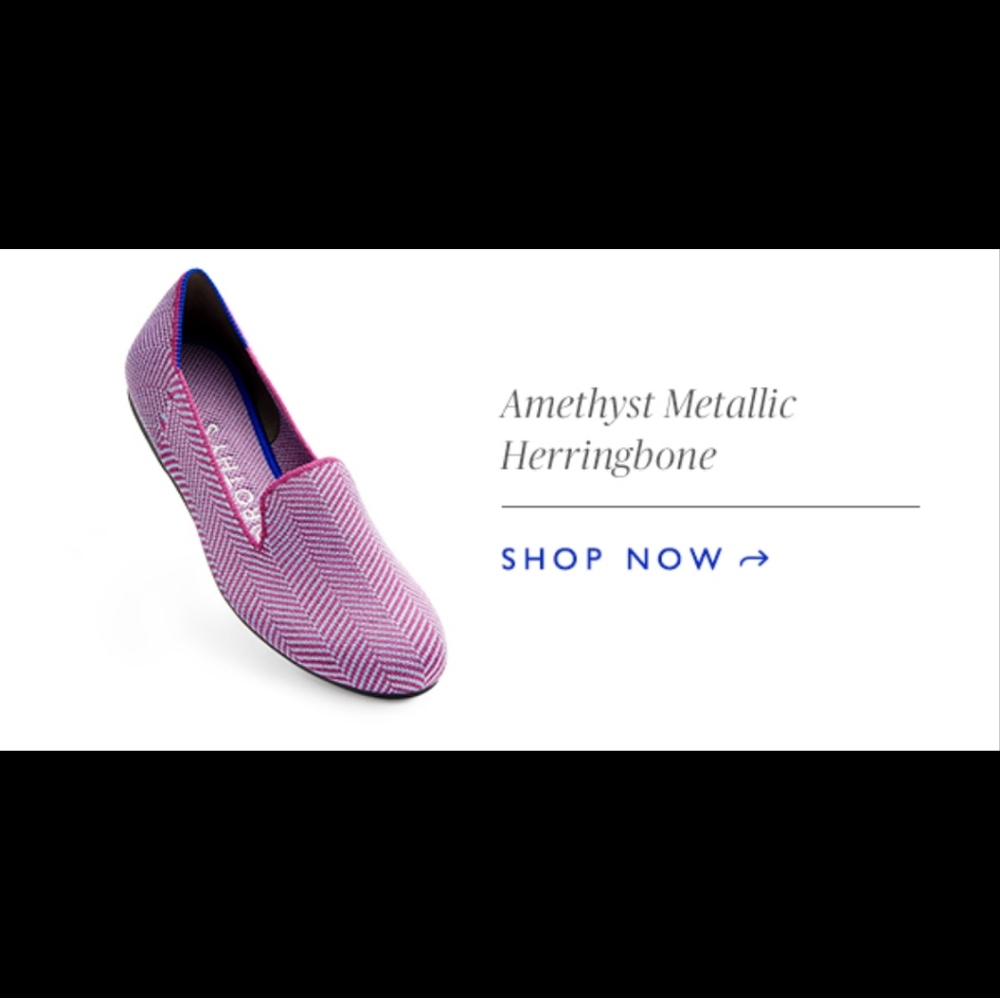 Rothy's Amethyst Metallic Herringbone Loafers. 6.5
